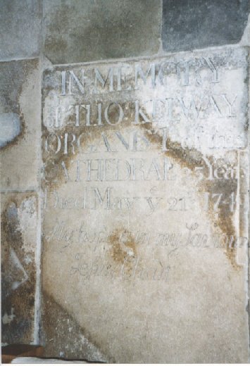 Thomas Kelway's memorial at Chichester